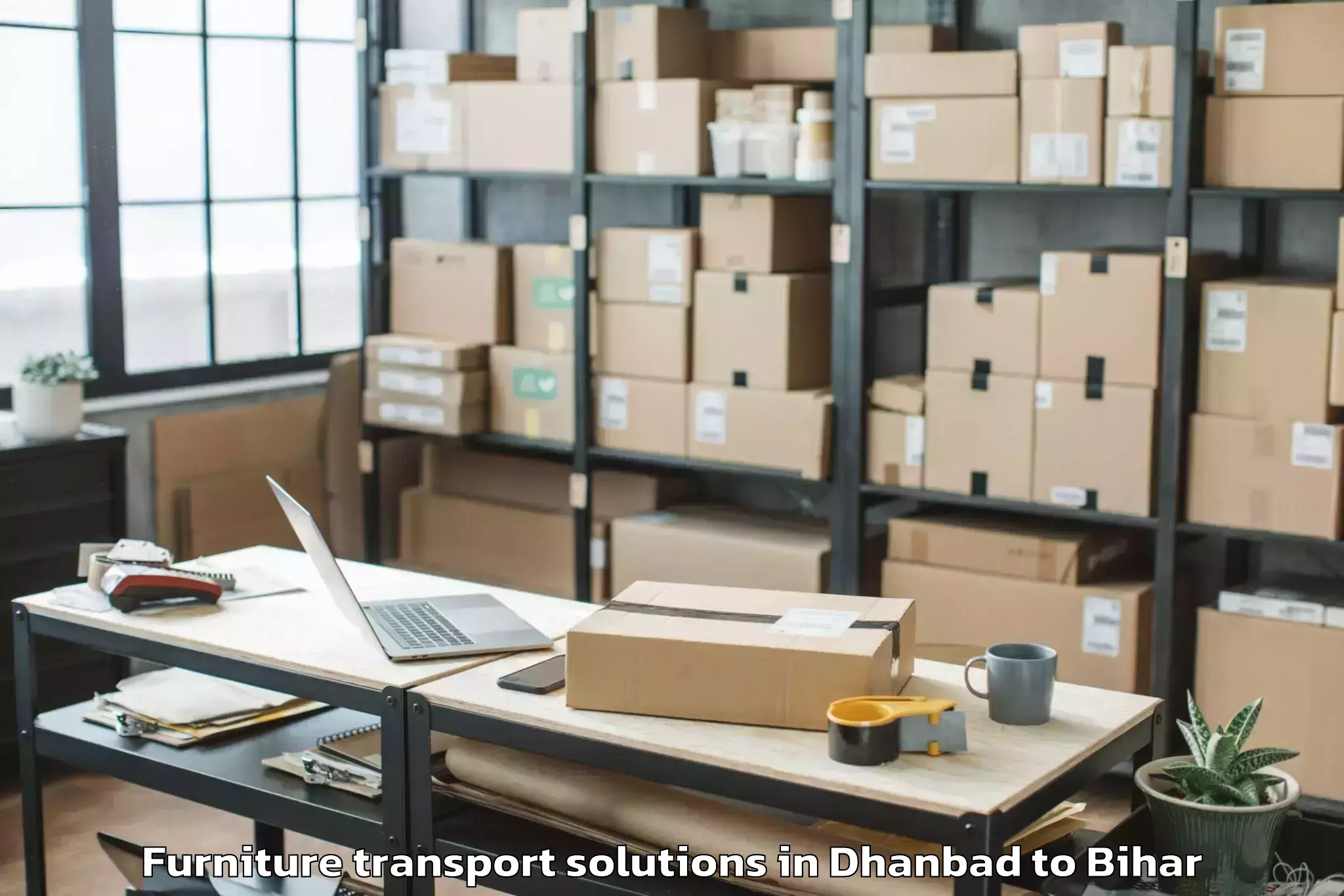 Affordable Dhanbad to Bairgania Furniture Transport Solutions